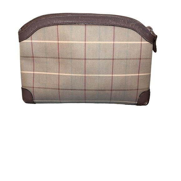 2 PACK 🌟BURBERRY🌟AUTHENTIC Vintage Window Pain Plaid Canvas Pouch +Zip Clutch - Picture 5 of 15